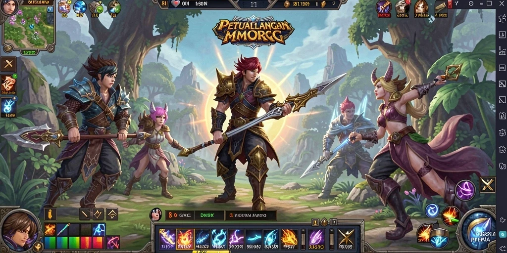 Tangkapan layar utama 8II menampilkan aksi seru dalam pertempuran MMORPG.