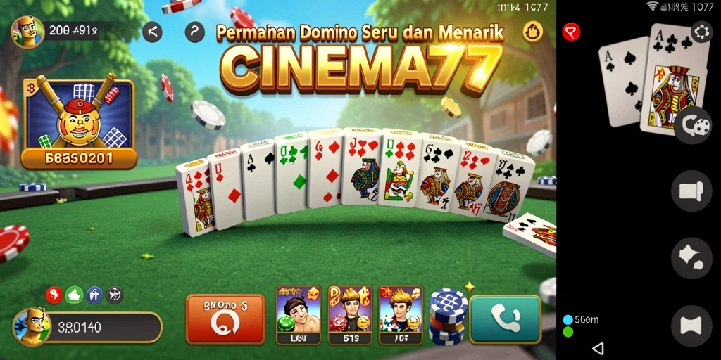 Screenshot utama CINEMA77 menampilkan gameplay seru domino.