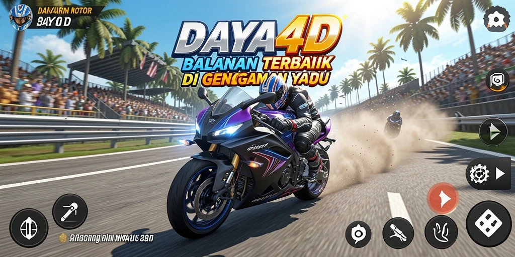 Gameplay seru DAYA4D dengan tampilan balapan motor yang memukau.