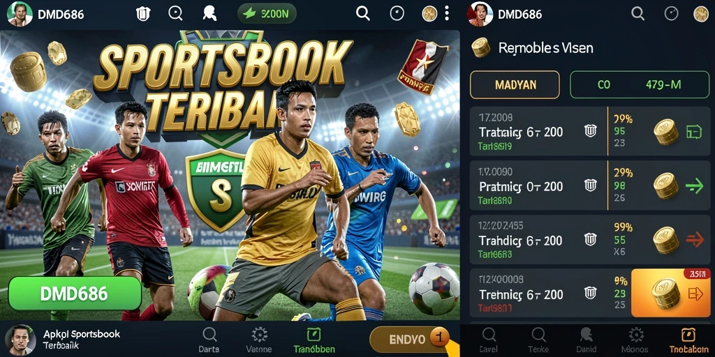 Tampilan gameplay DMD686 dengan berbagai jenis taruhan olahraga.