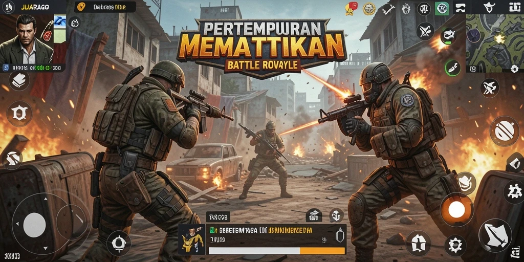 Tampilan utama gameplay JUARAGO dengan aksi pertempuran yang mendebarkan.