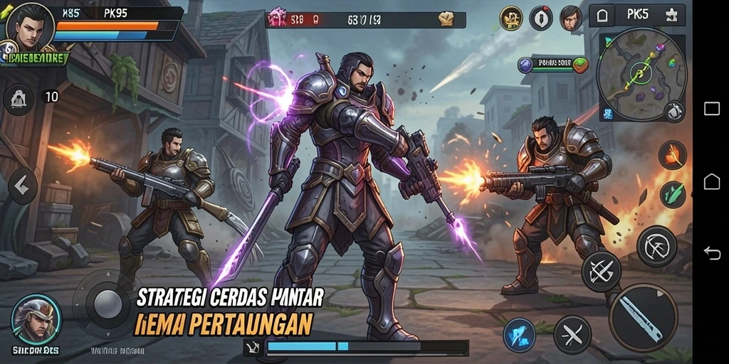 Tampilan permainan PK95 dengan strategi menarik dan grafis yang memukau.