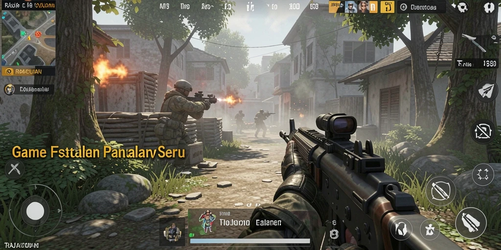 Screenshot gameplay RAJACUAN menampilkan aksi tembak-menembak yang seru.