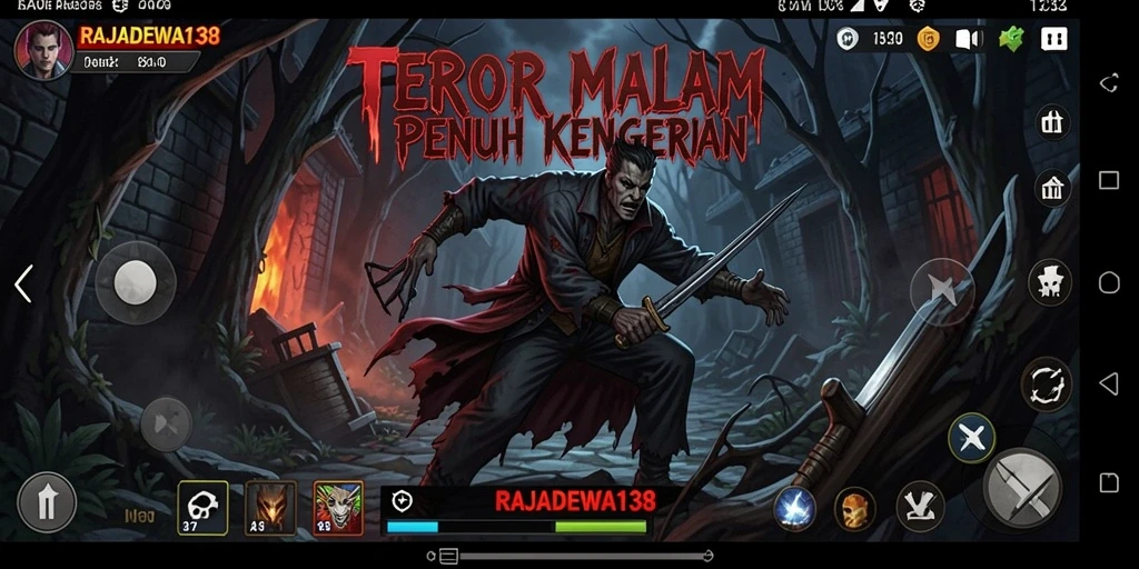 Tampilan gameplay menakutkan dari RAJADEWA138 yang memperlihatkan suasana horor.
