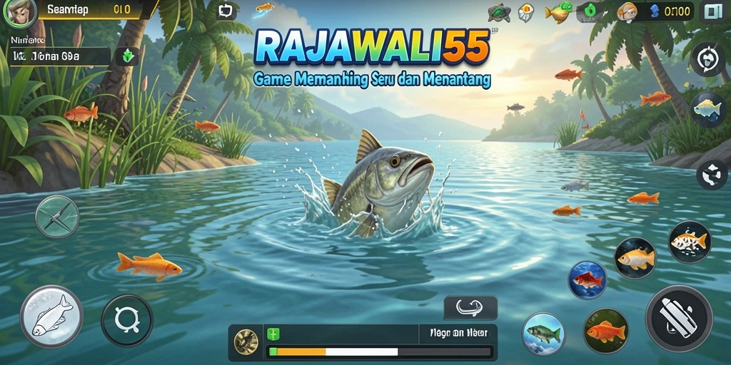 Screenshot gameplay RAJAWALI55 menampilkan pengalaman memancing yang seru.